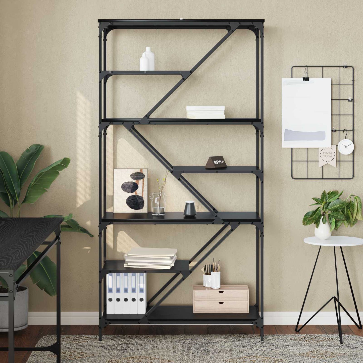 Boekenkast Zwart Eiken 91 x 36 x 176 cm Bewerkt hout is nu te koop bij PeponiXL, paradijselijk wonen!
