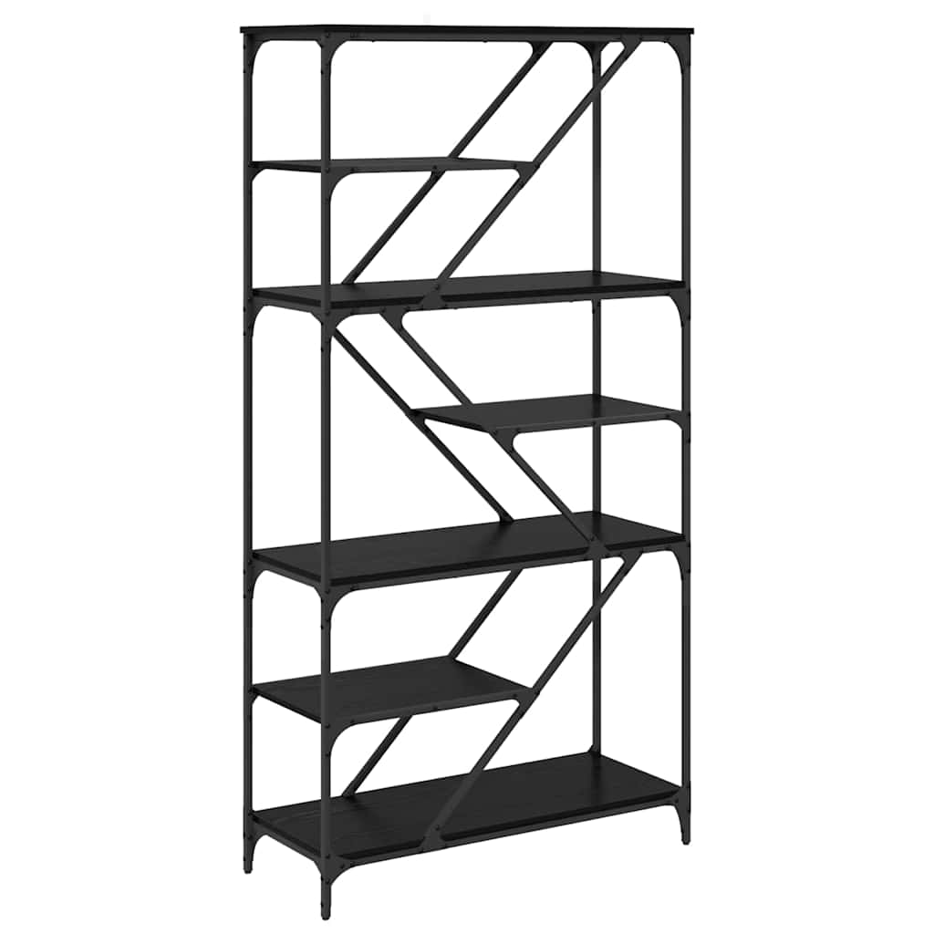 Boekenkast Zwart Eiken 91 x 36 x 176 cm Bewerkt hout is nu te koop bij PeponiXL, paradijselijk wonen!