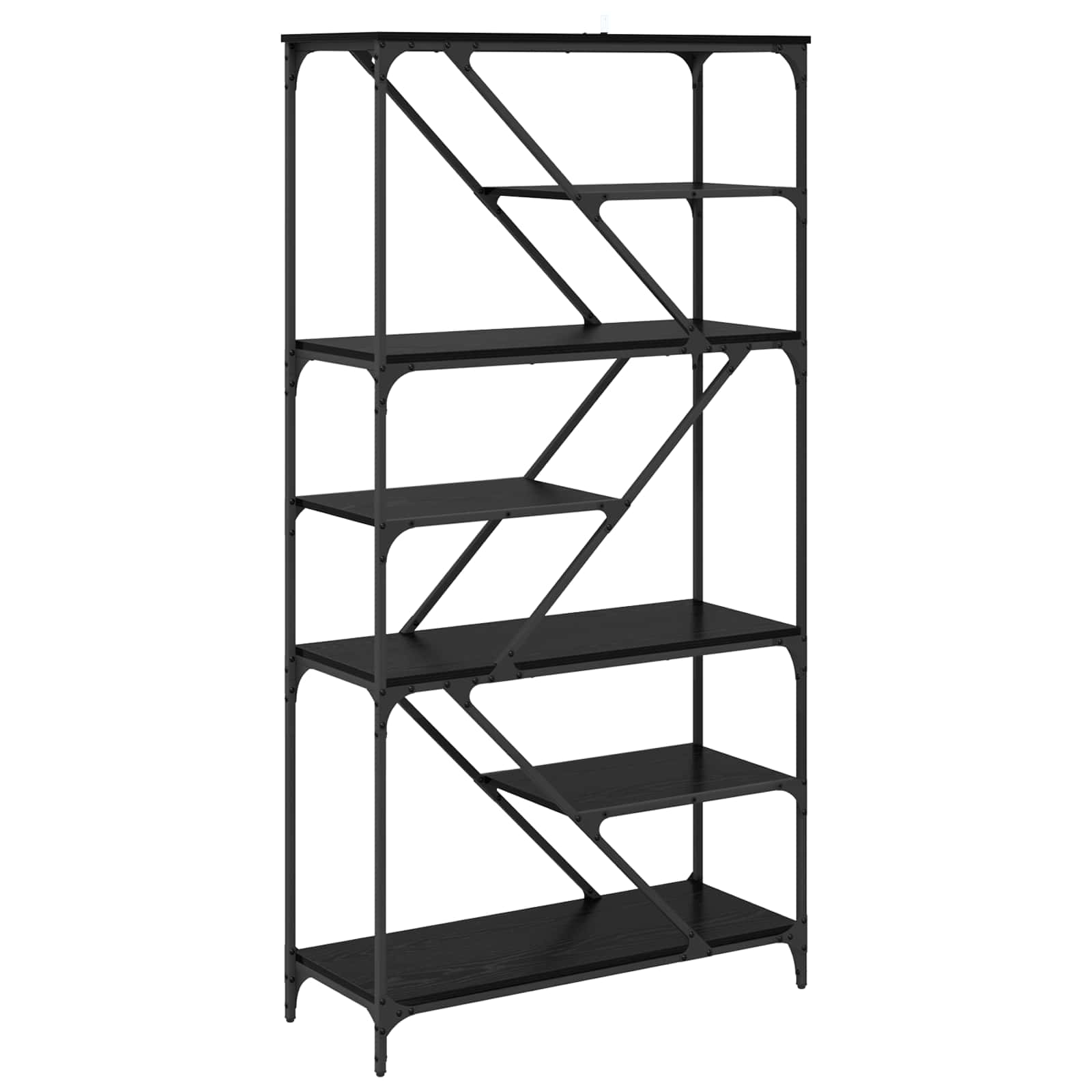 Boekenkast Zwart Eiken 91 x 36 x 176 cm Bewerkt hout is nu te koop bij PeponiXL, paradijselijk wonen!