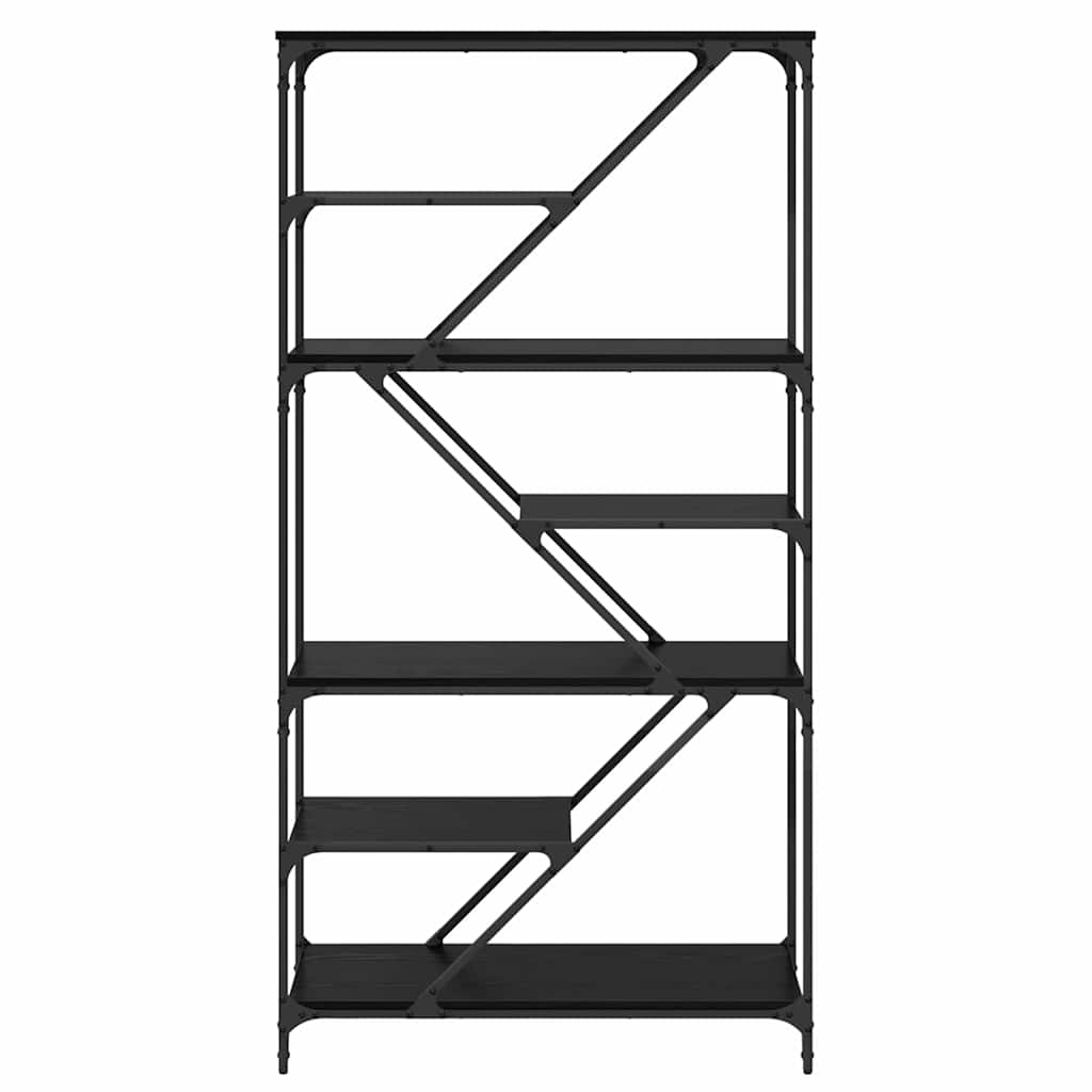 Boekenkast Zwart Eiken 91 x 36 x 176 cm Bewerkt hout is nu te koop bij PeponiXL, paradijselijk wonen!