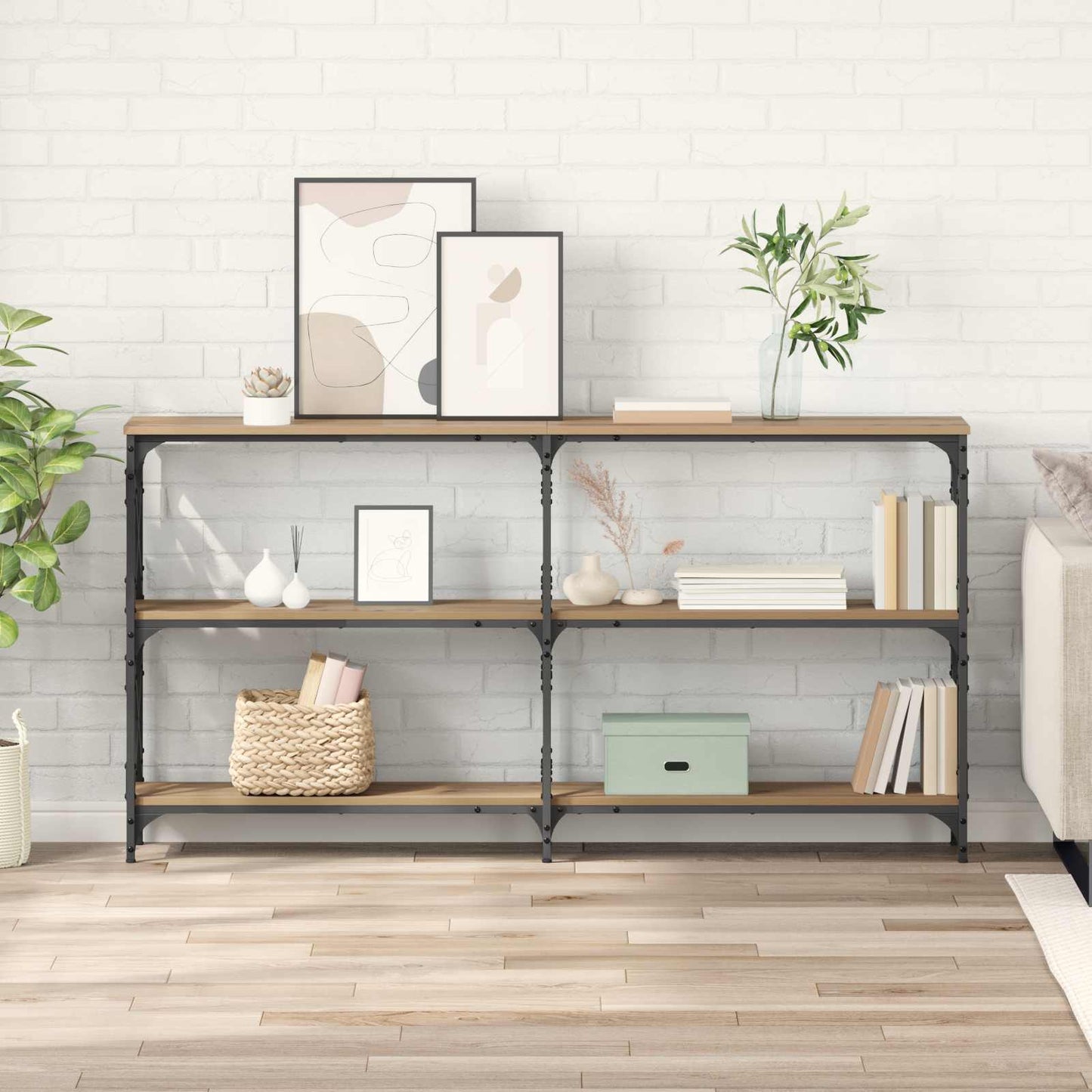 Wandtafel Artisan Eiken 156 x 28 x 80,5 cm Bewerkt hout is nu te koop bij PeponiXL, paradijselijk wonen!
