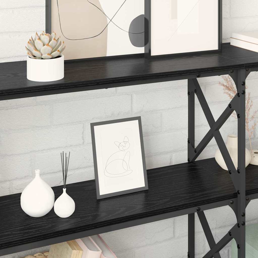 Wandtafel Zwart Eiken 156 x 28 x 80,5 cm Bewerkt hout is nu te koop bij PeponiXL, paradijselijk wonen!