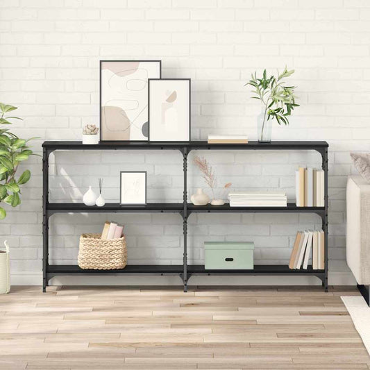 Wandtafel Zwart Eiken 156 x 28 x 80,5 cm Bewerkt hout is nu te koop bij PeponiXL, paradijselijk wonen!