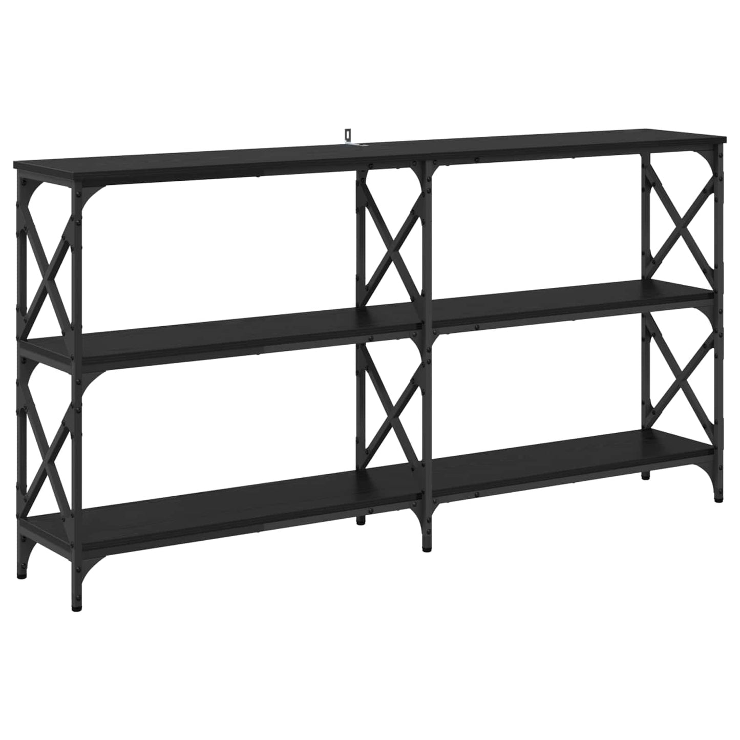 Wandtafel Zwart Eiken 156 x 28 x 80,5 cm Bewerkt hout is nu te koop bij PeponiXL, paradijselijk wonen!