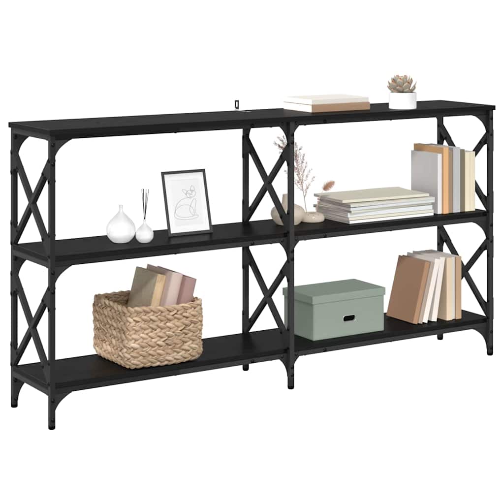 Wandtafel Zwart Eiken 156 x 28 x 80,5 cm Bewerkt hout is nu te koop bij PeponiXL, paradijselijk wonen!