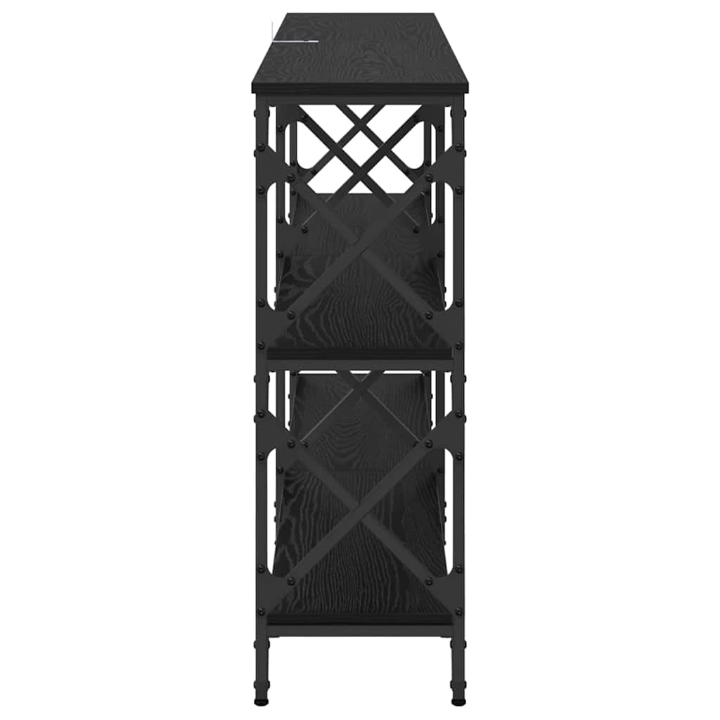 Wandtafel Zwart Eiken 156 x 28 x 80,5 cm Bewerkt hout is nu te koop bij PeponiXL, paradijselijk wonen!