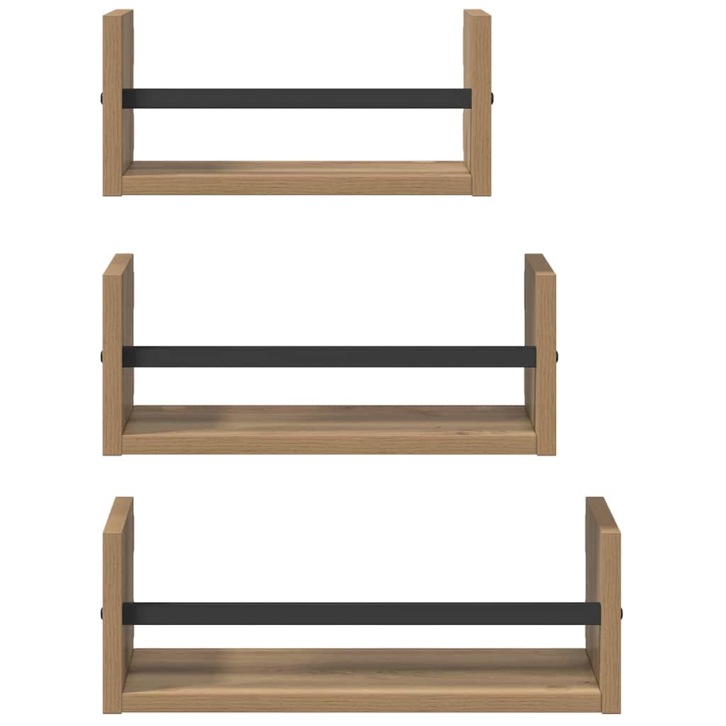 Wandplankenset 3 pcs Artisan Eiken 40x16x14cm Bewerkt hout is nu te koop bij PeponiXL, paradijselijk wonen!