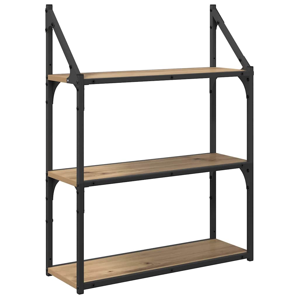Wandplank Artisan Eiken 60 x 21 x 78,5 cm Bewerkt hout is nu te koop bij PeponiXL, paradijselijk wonen!