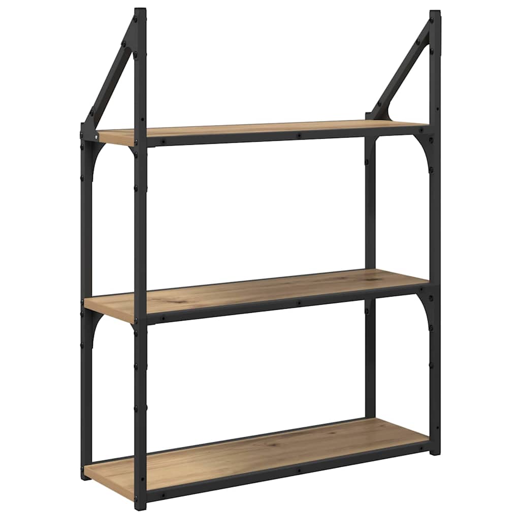 Wandplank Artisan Eiken 60 x 21 x 78,5 cm Bewerkt hout is nu te koop bij PeponiXL, paradijselijk wonen!