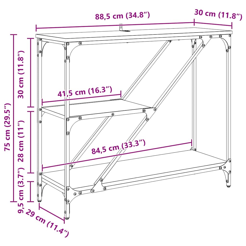 Wandtafel Artisan Eiken 88,5 x 30 x 75 cm Bewerkt hout is nu te koop bij PeponiXL, paradijselijk wonen!