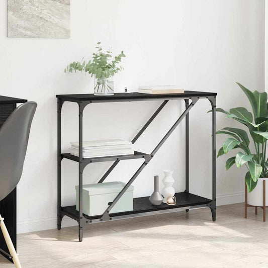 Wandtafel Zwart Eiken 88,5 x 30 x 75 cm Bewerkt hout is nu te koop bij PeponiXL, paradijselijk wonen!