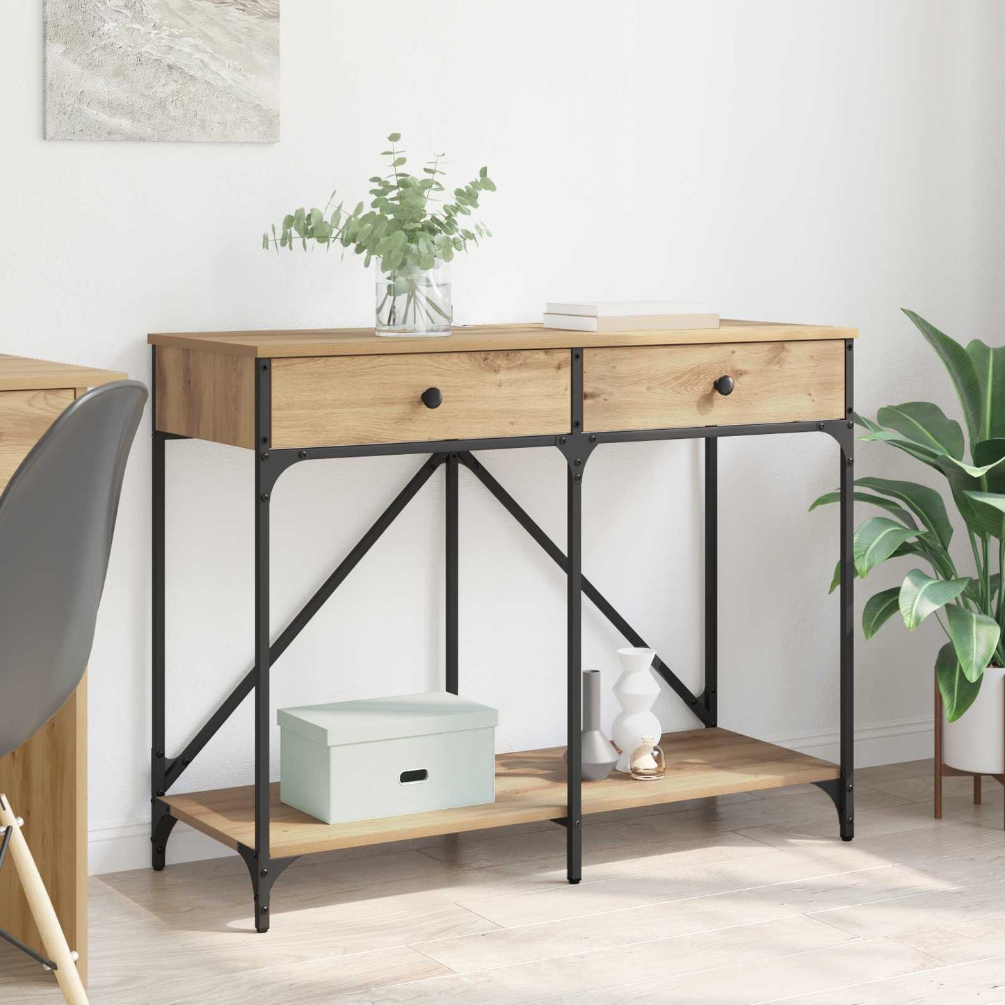 Wandtafel Artisan Eiken 100 x 39 x 78,5 cm Bewerkt hout is nu te koop bij PeponiXL, paradijselijk wonen!