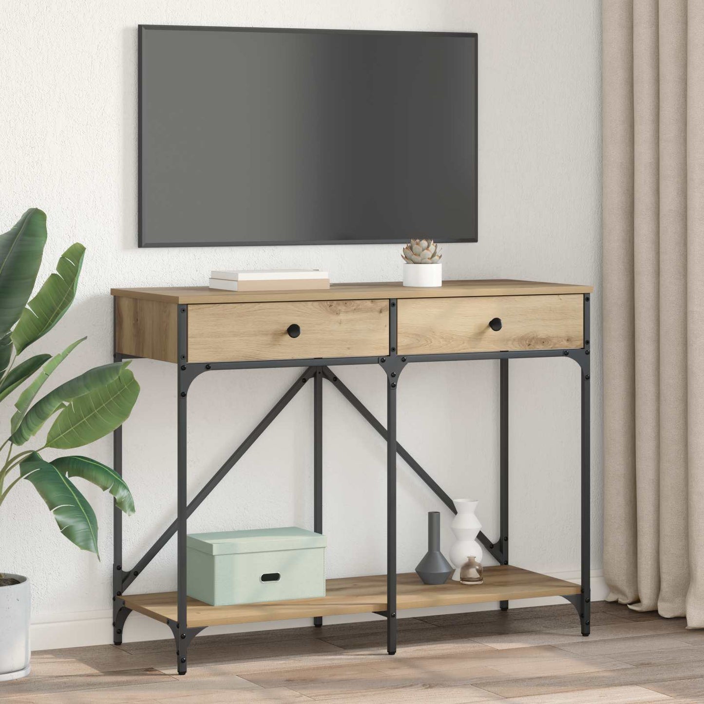 Wandtafel Artisan Eiken 100 x 39 x 78,5 cm Bewerkt hout is nu te koop bij PeponiXL, paradijselijk wonen!