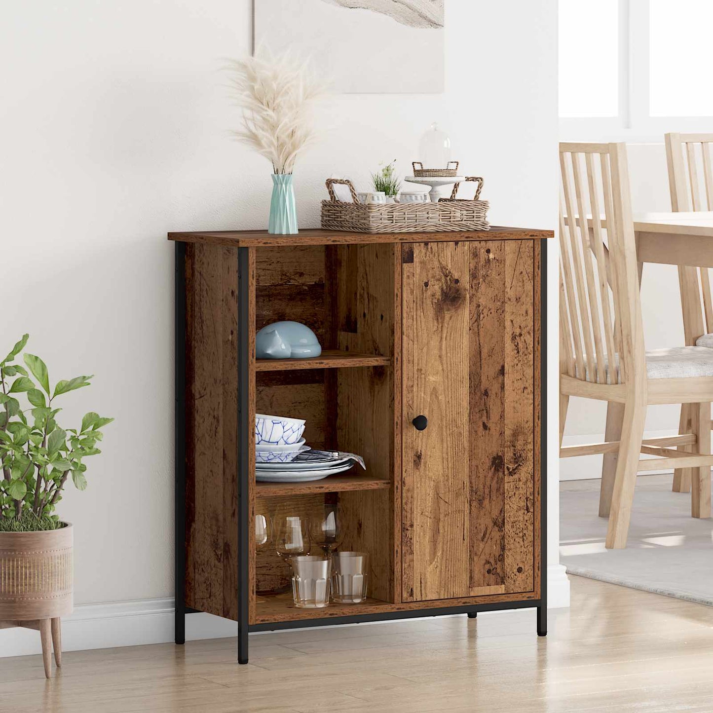 Dressoir Oud Hout 70 x 30 x 80 cm Bewerkt hout is nu te koop bij PeponiXL, paradijselijk wonen!