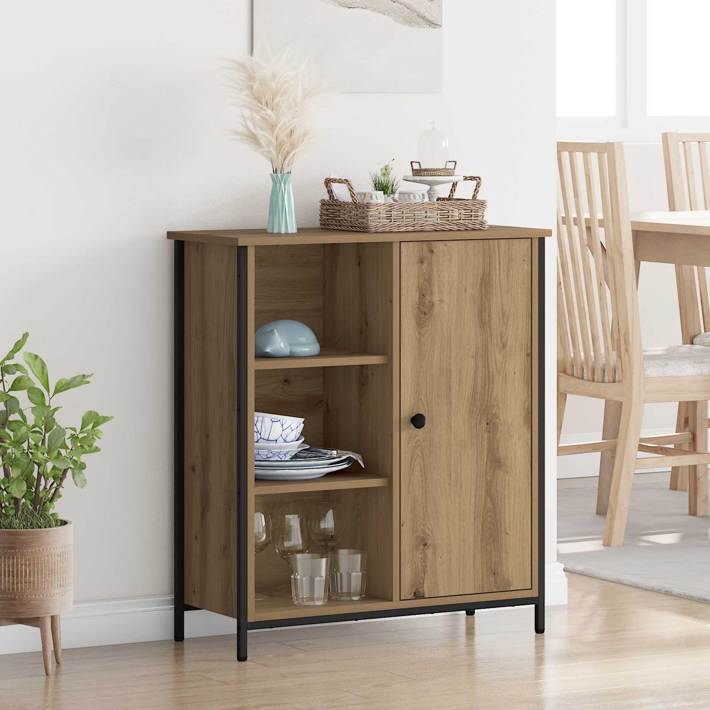 Dressoir Artisan Eiken 70 x 30 x 80 cm Bewerkt hout is nu te koop bij PeponiXL, paradijselijk wonen!