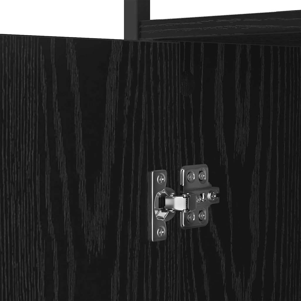 Dressoir Zwart Eiken 100 x 35 x 80 cm Bewerkt hout is nu te koop bij PeponiXL, paradijselijk wonen!