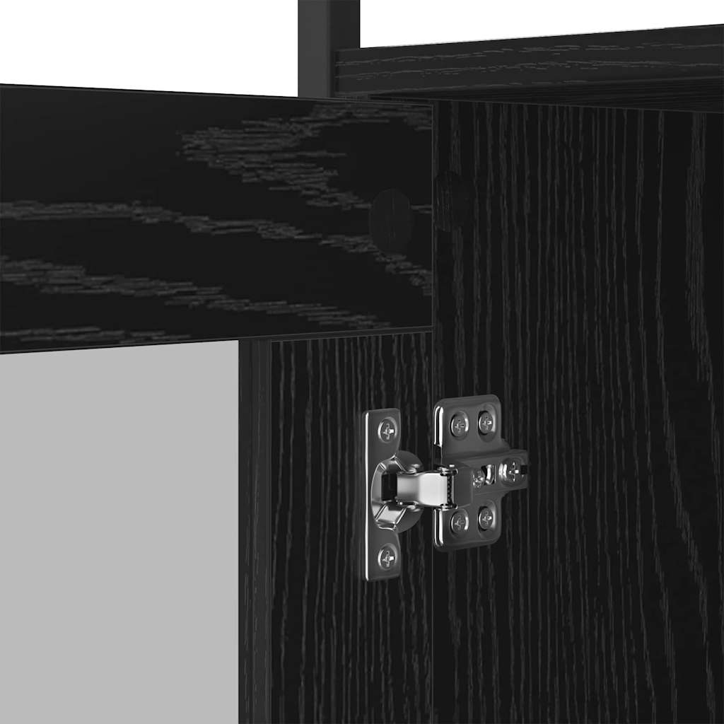 Dressoir Zwart Eiken 100 x 35 x 80 cm Bewerkt hout is nu te koop bij PeponiXL, paradijselijk wonen!