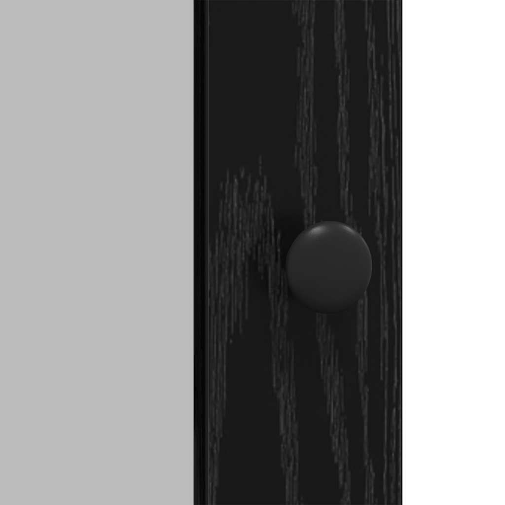 Dressoir Zwart Eiken 100 x 35 x 80 cm Bewerkt hout is nu te koop bij PeponiXL, paradijselijk wonen!