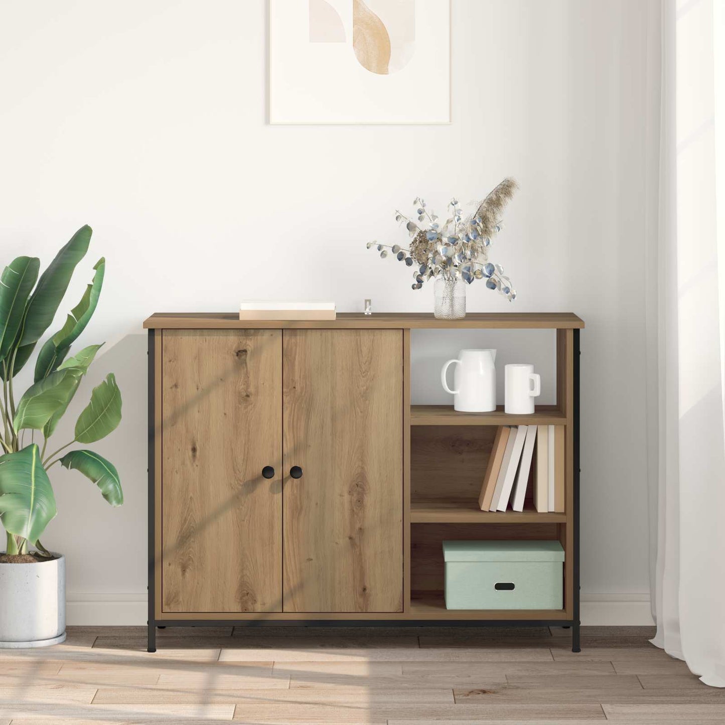 Dressoir Artisan Eiken 100 x 33 x 75 cm Bewerkt hout is nu te koop bij PeponiXL, paradijselijk wonen!