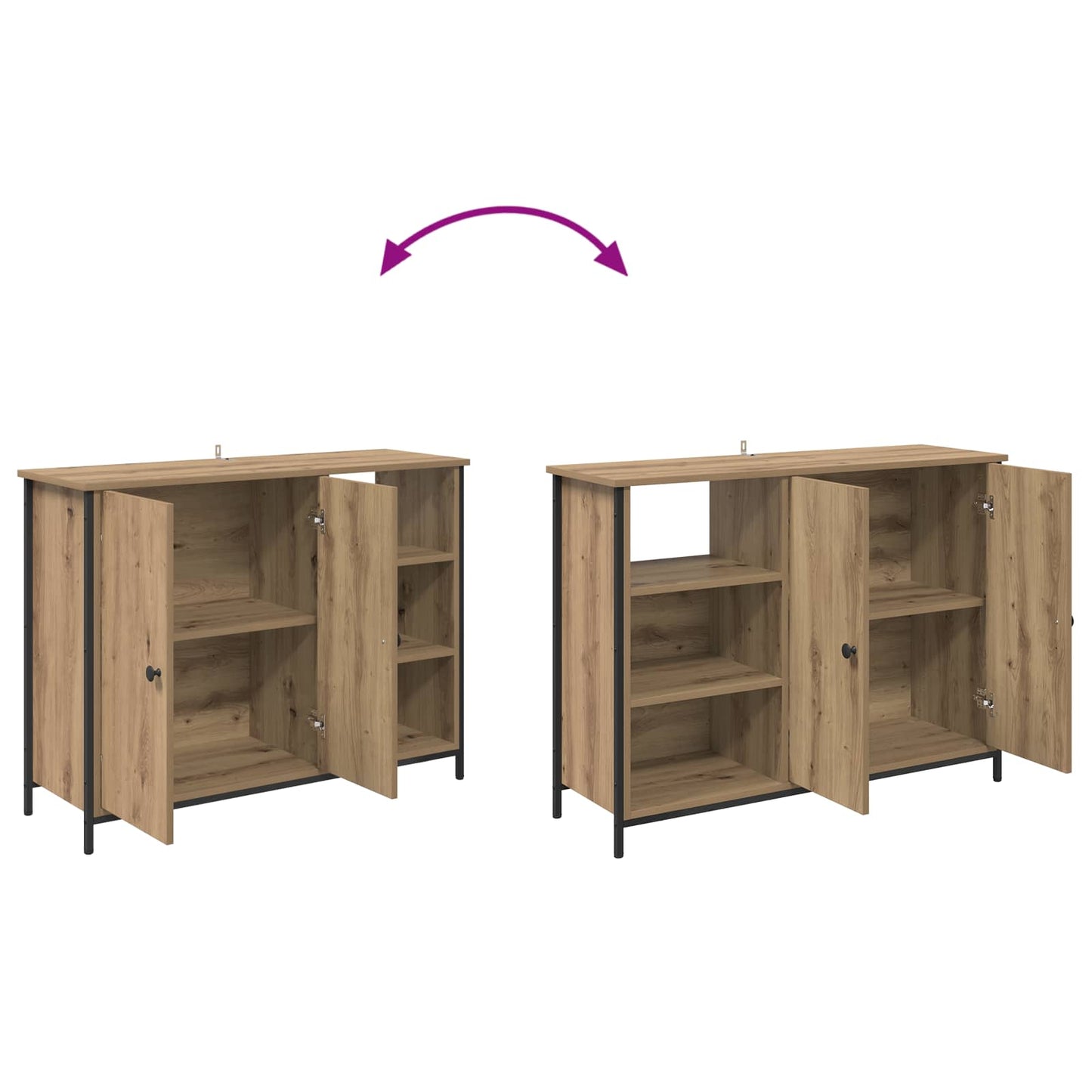 Dressoir Artisan Eiken 100 x 33 x 75 cm Bewerkt hout is nu te koop bij PeponiXL, paradijselijk wonen!