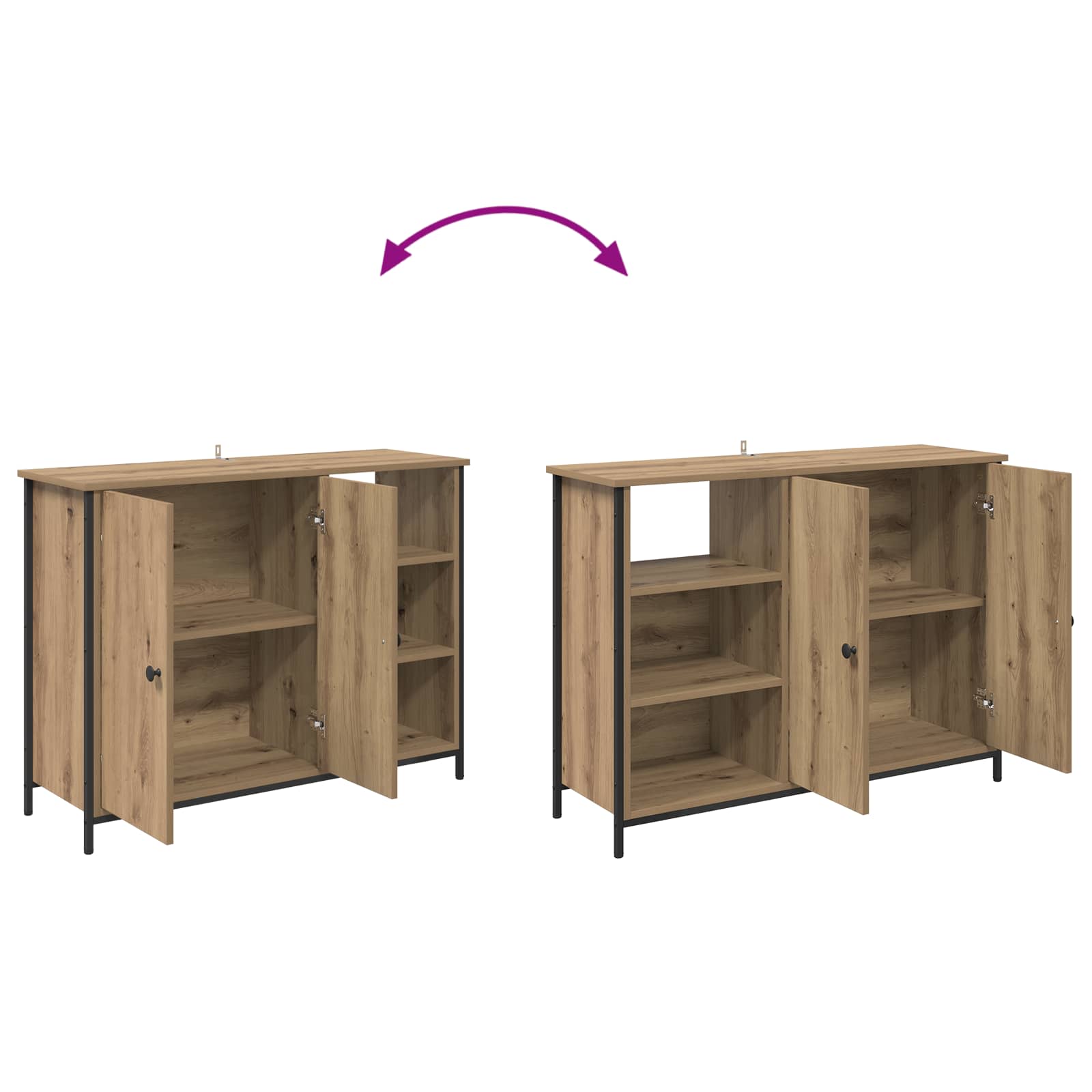 Dressoir Artisan Eiken 100 x 33 x 75 cm Bewerkt hout is nu te koop bij PeponiXL, paradijselijk wonen!