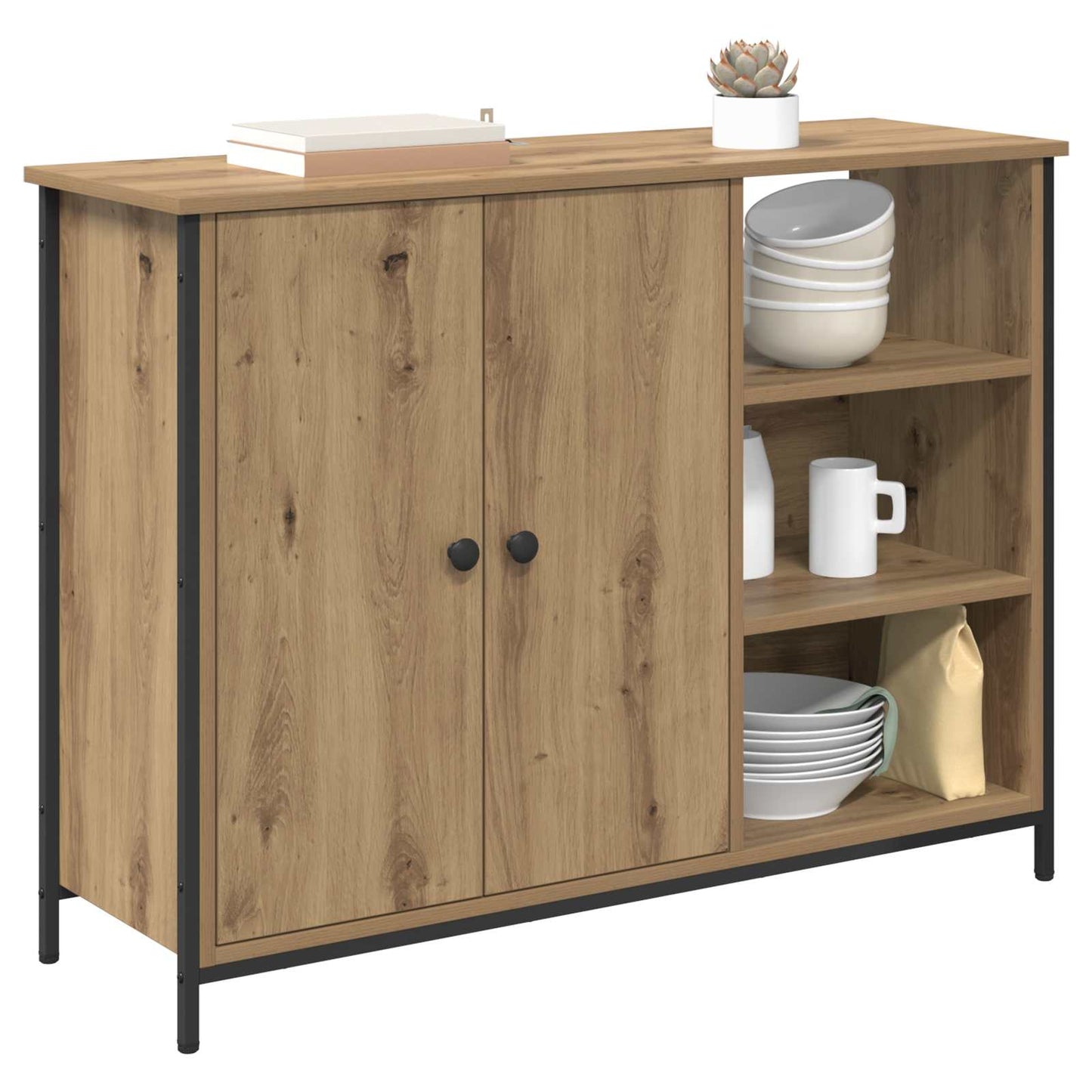 Dressoir Artisan Eiken 100 x 33 x 75 cm Bewerkt hout is nu te koop bij PeponiXL, paradijselijk wonen!