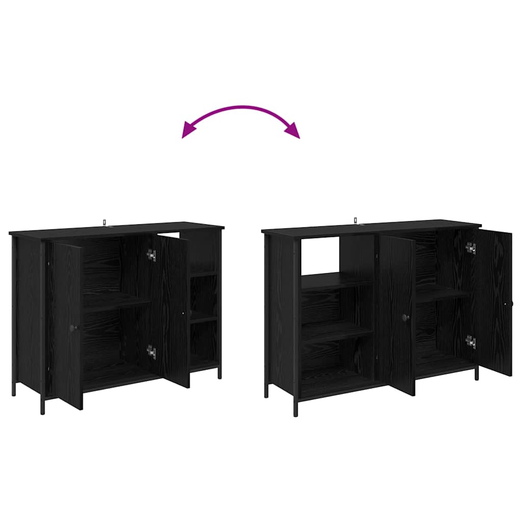 Dressoir Zwart Eiken 100 x 33 x 75 cm Bewerkt hout is nu te koop bij PeponiXL, paradijselijk wonen!