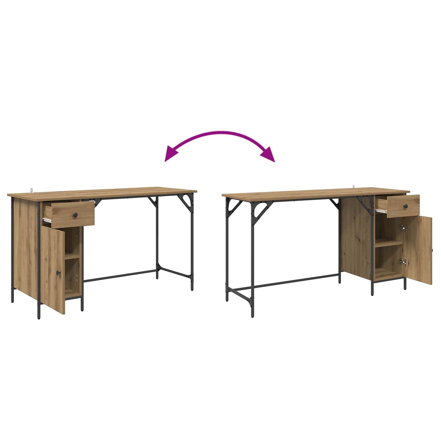 Computerbureau Artisan Eiken Bewerkt hout 131 x 48 x 75 cm