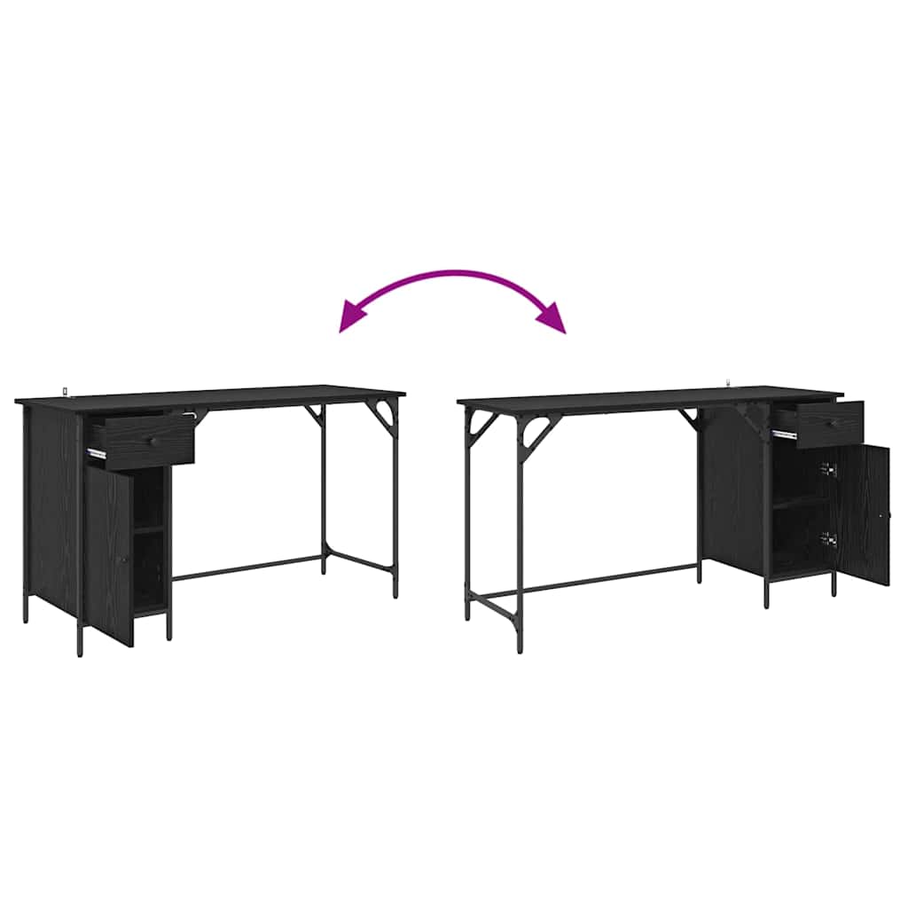 Computerbureau Zwart Eiken 131 x 48 x 75 cm Bewerkt hout is nu te koop bij PeponiXL, paradijselijk wonen!