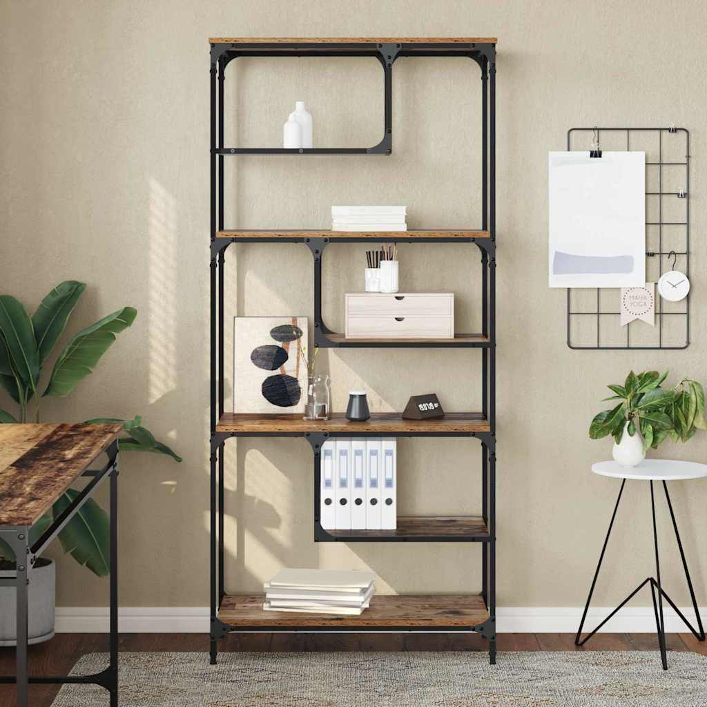 Boekenkast Oud hout 81 x 36 x 176 cm Bewerkt hout is nu te koop bij PeponiXL, paradijselijk wonen!