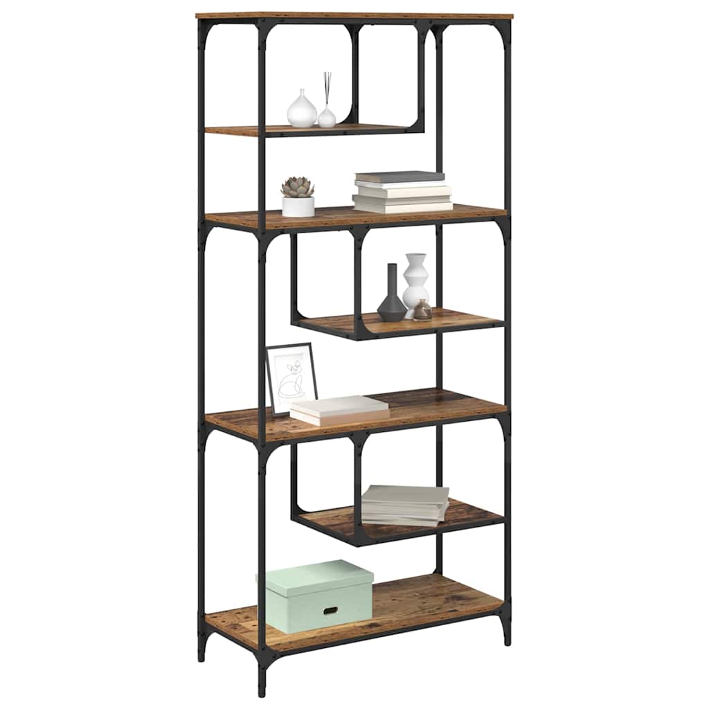 Boekenkast Oud hout 81 x 36 x 176 cm Bewerkt hout is nu te koop bij PeponiXL, paradijselijk wonen!