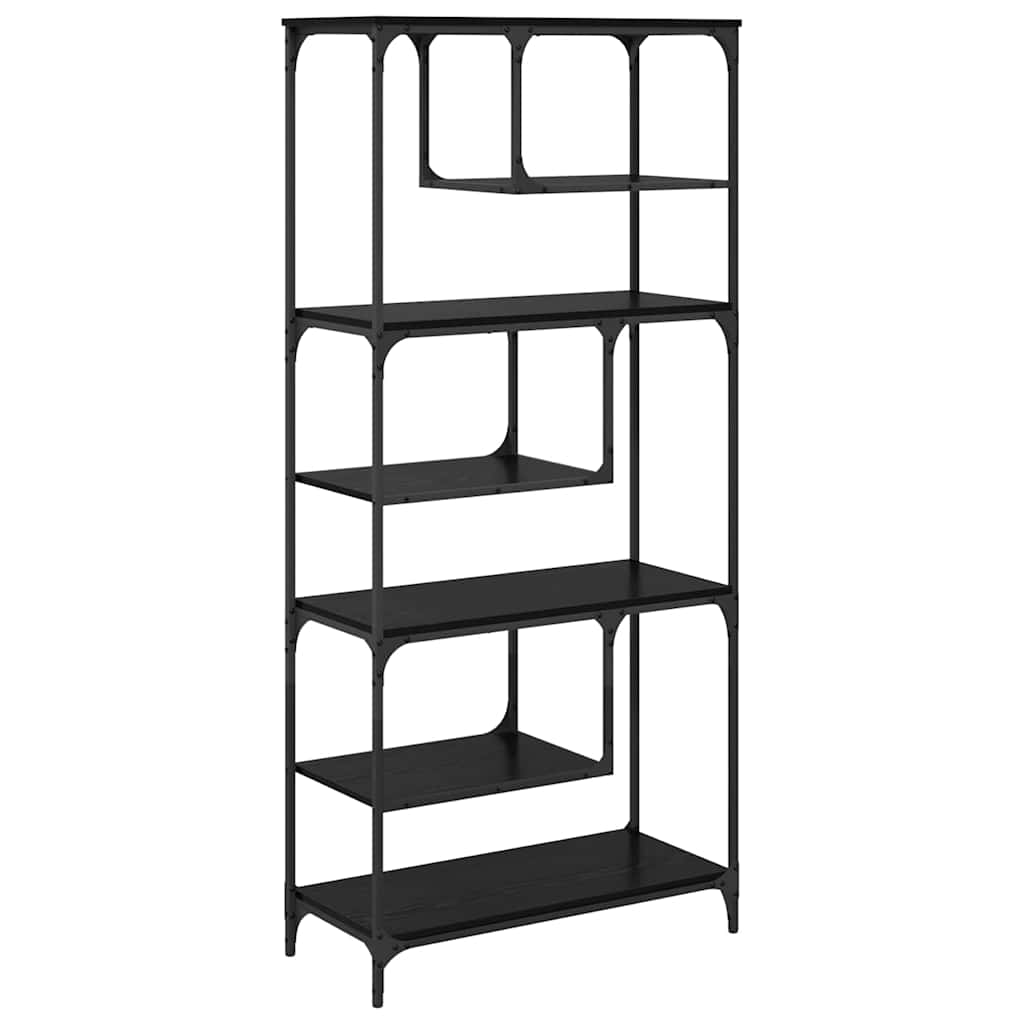 Boekenkast Zwart eiken 81 x 36 x 176 cm Bewerkt hout is nu te koop bij PeponiXL, paradijselijk wonen!