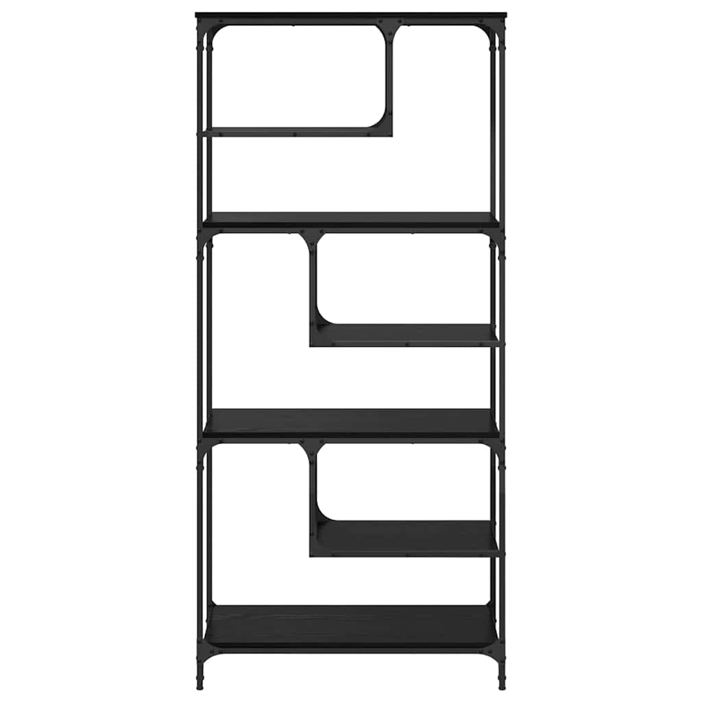 Boekenkast Zwart eiken 81 x 36 x 176 cm Bewerkt hout is nu te koop bij PeponiXL, paradijselijk wonen!