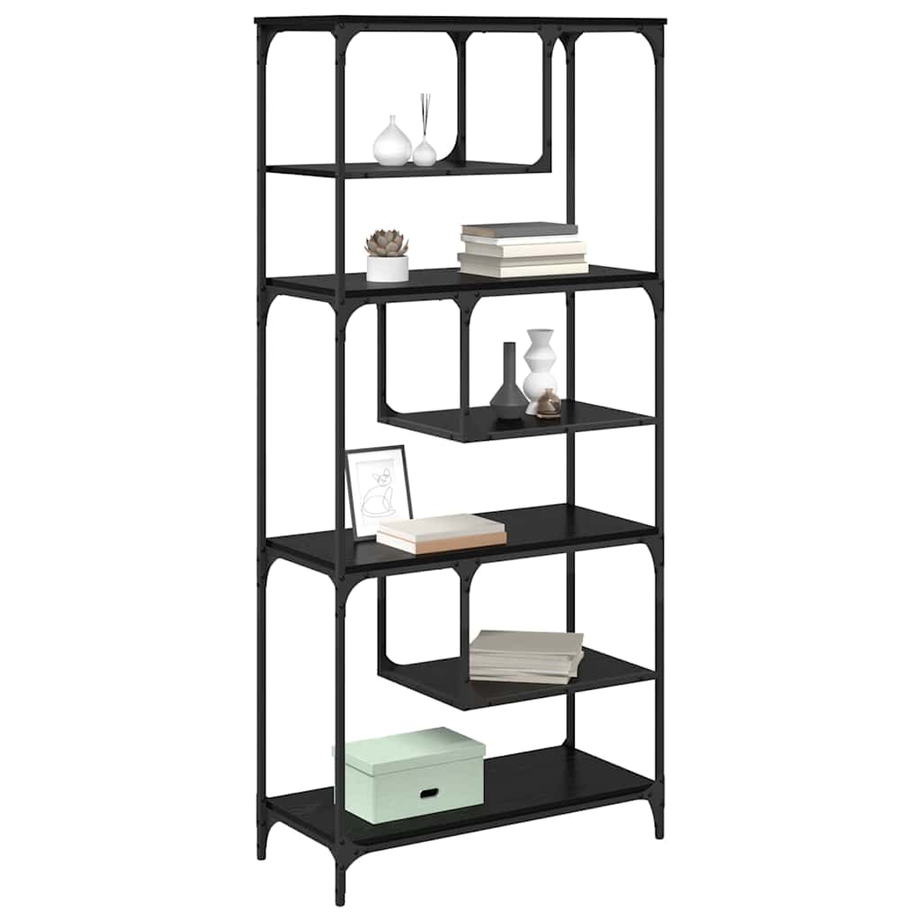 Boekenkast Zwart eiken 81 x 36 x 176 cm Bewerkt hout is nu te koop bij PeponiXL, paradijselijk wonen!