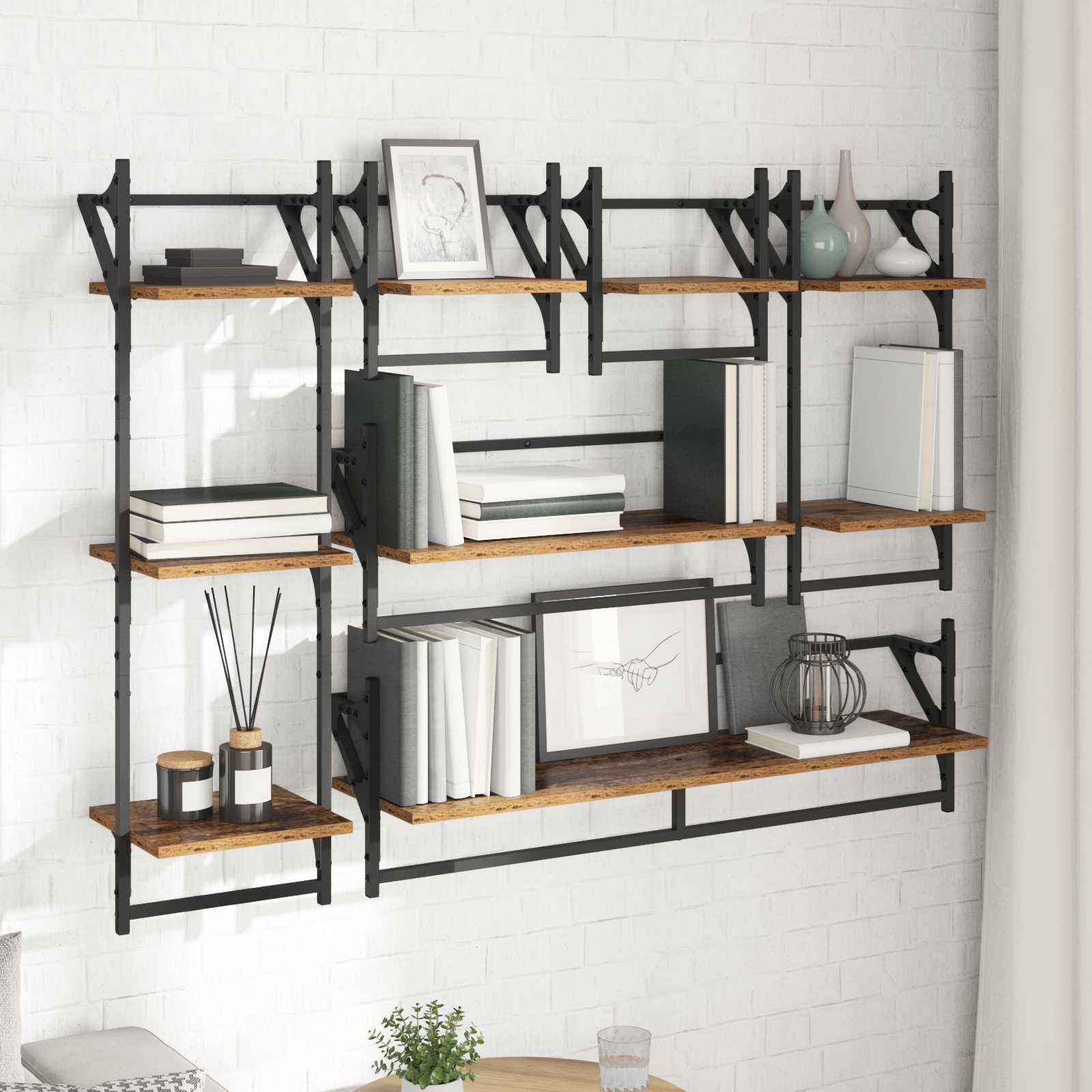 Wandplankenset 6 pcs Oud Hout 100 x 25 x 30 cm Bewerkt hout is nu te koop bij PeponiXL, paradijselijk wonen!