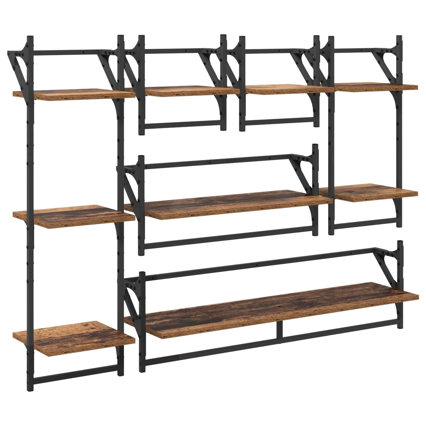 Wandplankenset 6 pcs Oud Hout 100 x 25 x 30 cm Bewerkt hout is nu te koop bij PeponiXL, paradijselijk wonen!