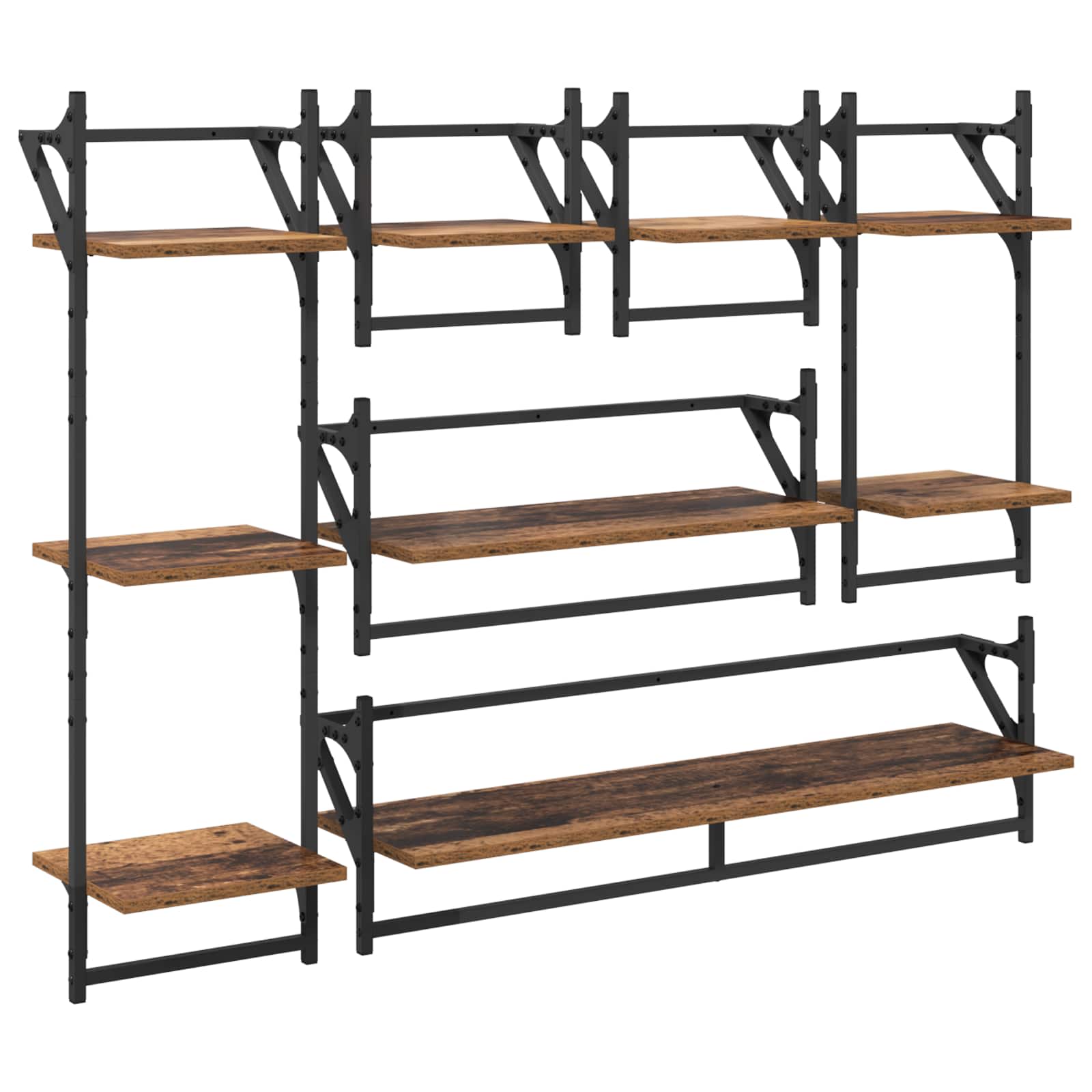 Wandplankenset 6 pcs Oud Hout 100 x 25 x 30 cm Bewerkt hout is nu te koop bij PeponiXL, paradijselijk wonen!