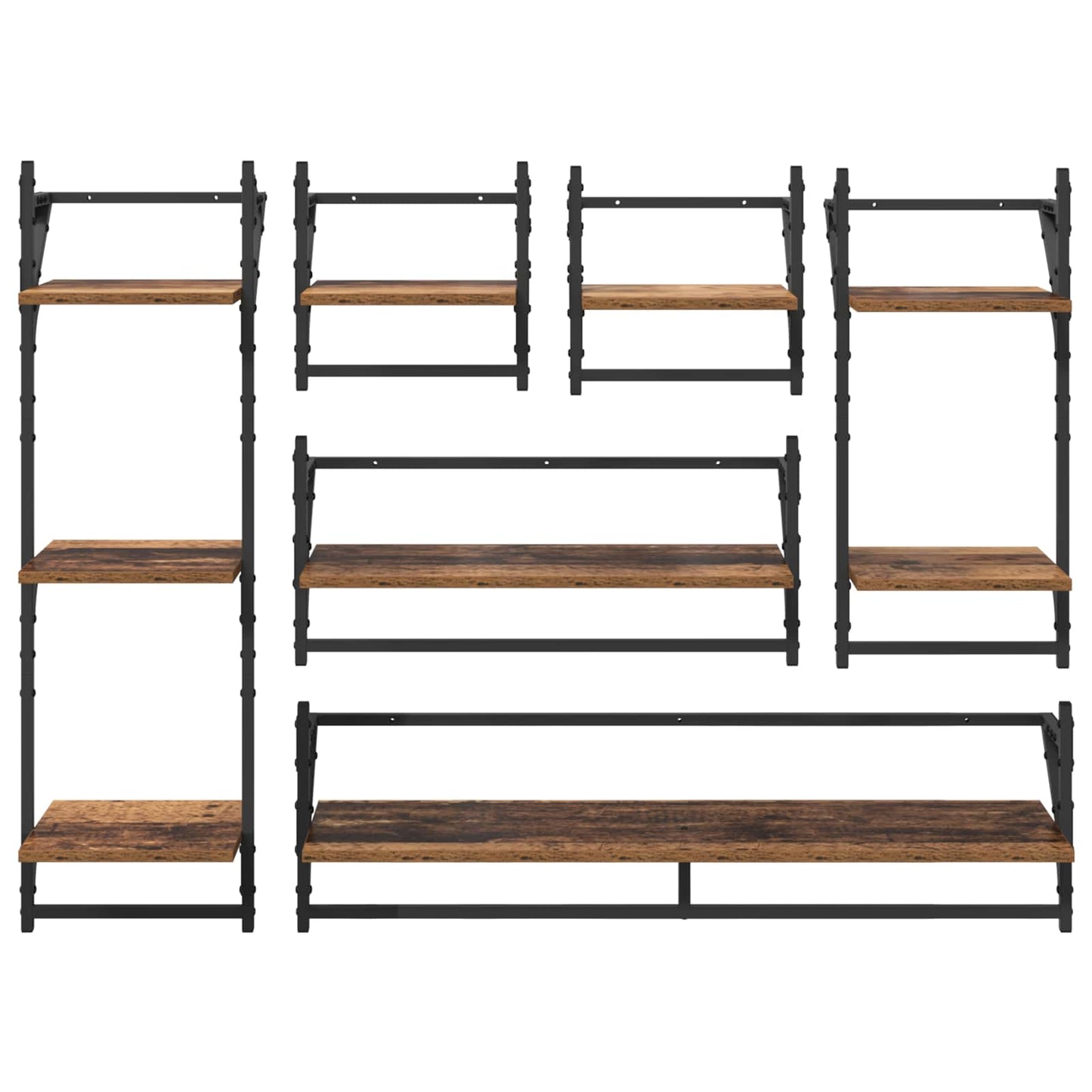 Wandplankenset 6 pcs Oud Hout 100 x 25 x 30 cm Bewerkt hout is nu te koop bij PeponiXL, paradijselijk wonen!