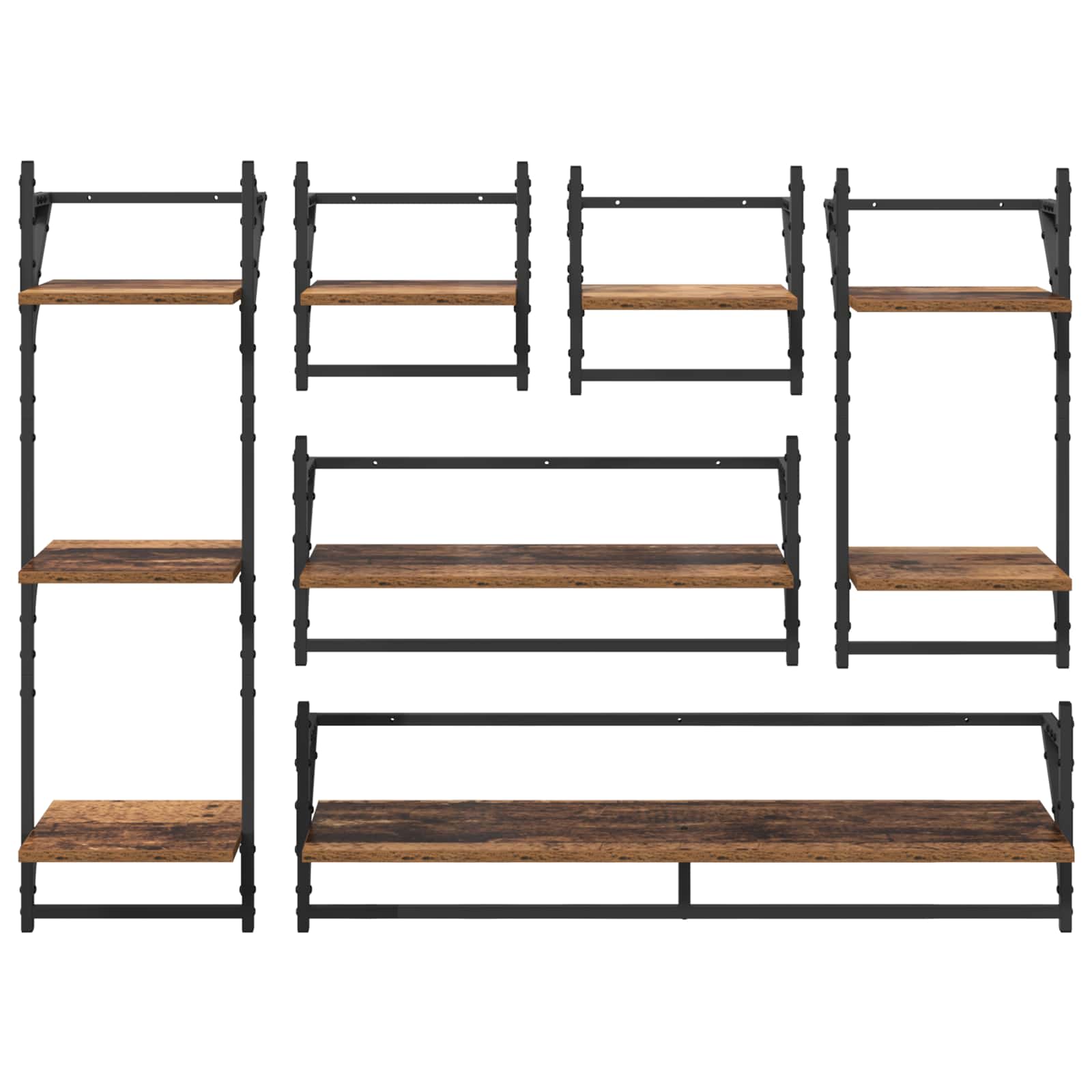 Wandplankenset 6 pcs Oud Hout 100 x 25 x 30 cm Bewerkt hout is nu te koop bij PeponiXL, paradijselijk wonen!