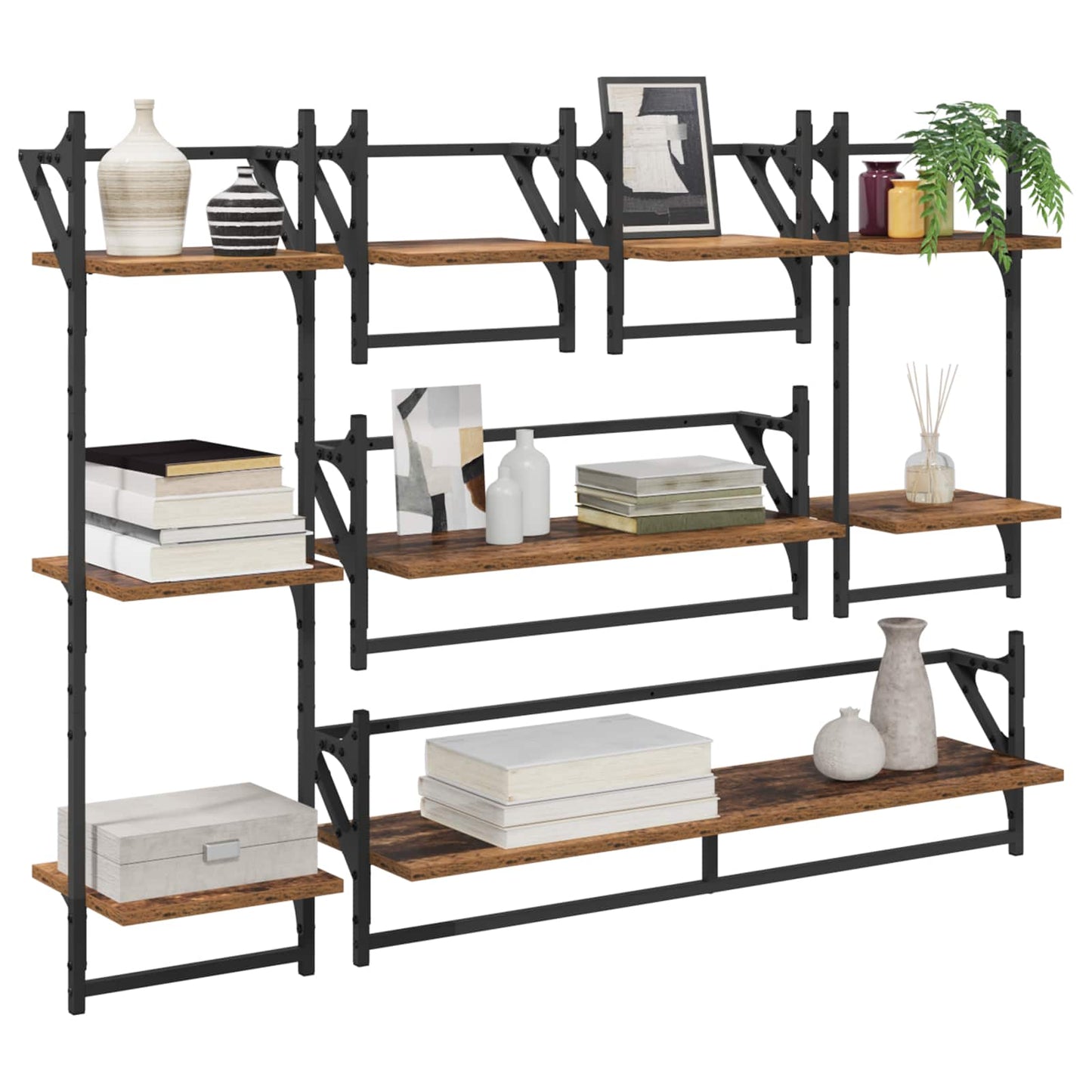 Wandplankenset 6 pcs Oud Hout 100 x 25 x 30 cm Bewerkt hout is nu te koop bij PeponiXL, paradijselijk wonen!