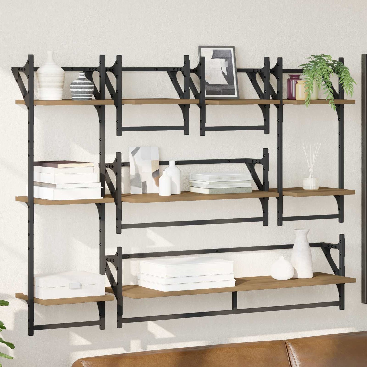 Wandplankenset Muurmontage 6 pcs Artisan Eiken 100 x 25 x 30 cm