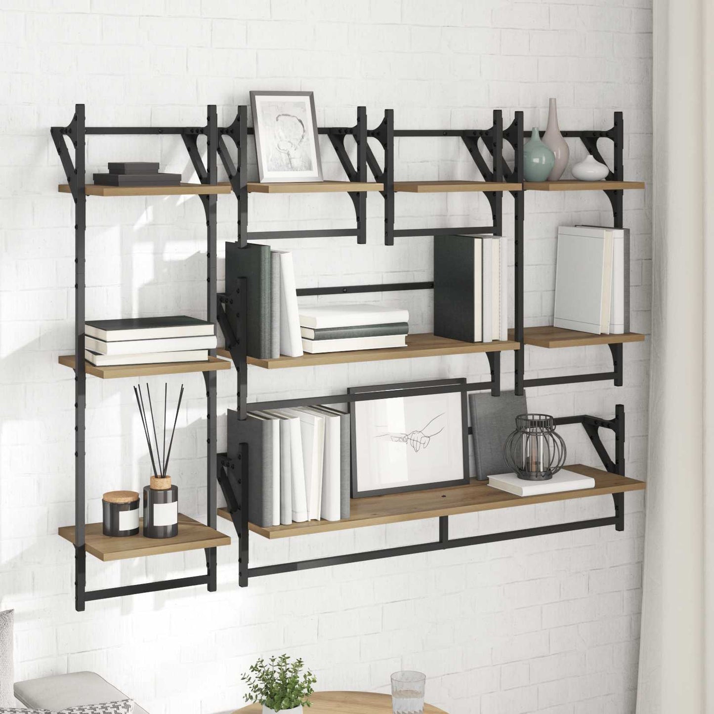 Wandplankenset Muurmontage 6 pcs Artisan Eiken 100 x 25 x 30 cm