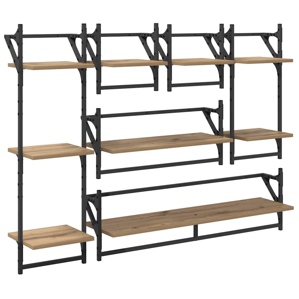 Wandplankenset met plank 6 pcs Artisan Eiken 100 x 25 x 30 cm is nu te koop bij PeponiXL, paradijselijk wonen!