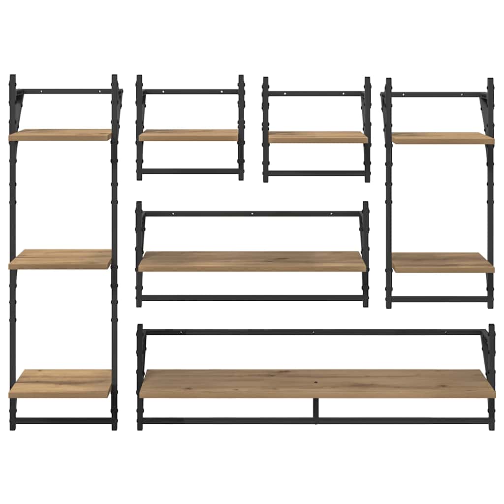 Wandplankenset met plank 6 pcs Artisan Eiken 100 x 25 x 30 cm is nu te koop bij PeponiXL, paradijselijk wonen!
