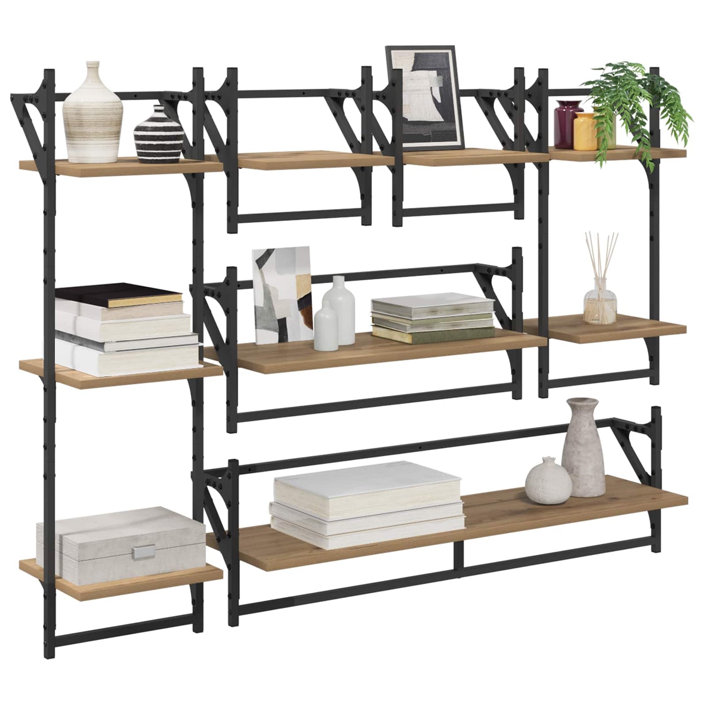 Wandplankenset Muurmontage 6 pcs Artisan Eiken 100 x 25 x 30 cm