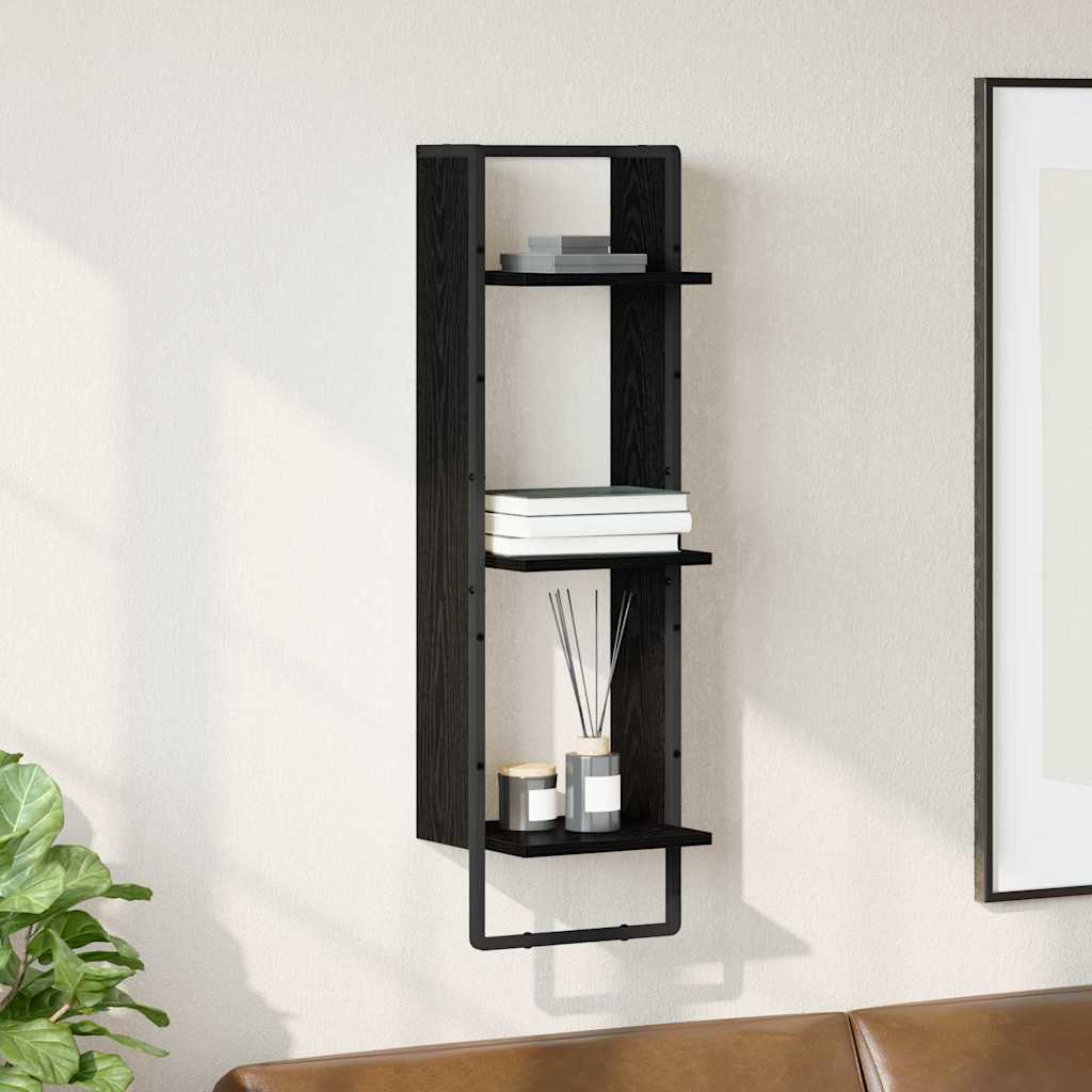 Wandplank met plank Zwart Eiken 30 x 25 x 100 cm Bewerkt hout is nu te koop bij PeponiXL, paradijselijk wonen!