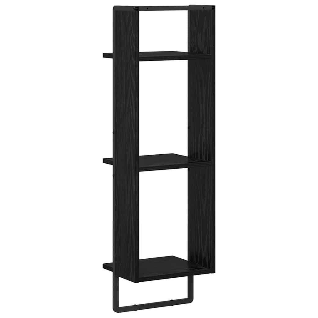 Wandplank met plank Zwart Eiken 30 x 25 x 100 cm Bewerkt hout is nu te koop bij PeponiXL, paradijselijk wonen!