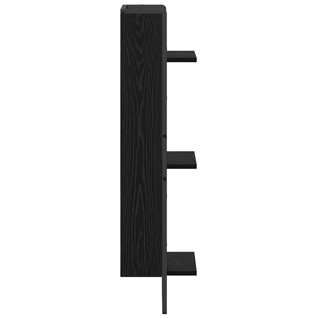 Wandplank met plank Zwart Eiken 30 x 25 x 100 cm Bewerkt hout is nu te koop bij PeponiXL, paradijselijk wonen!