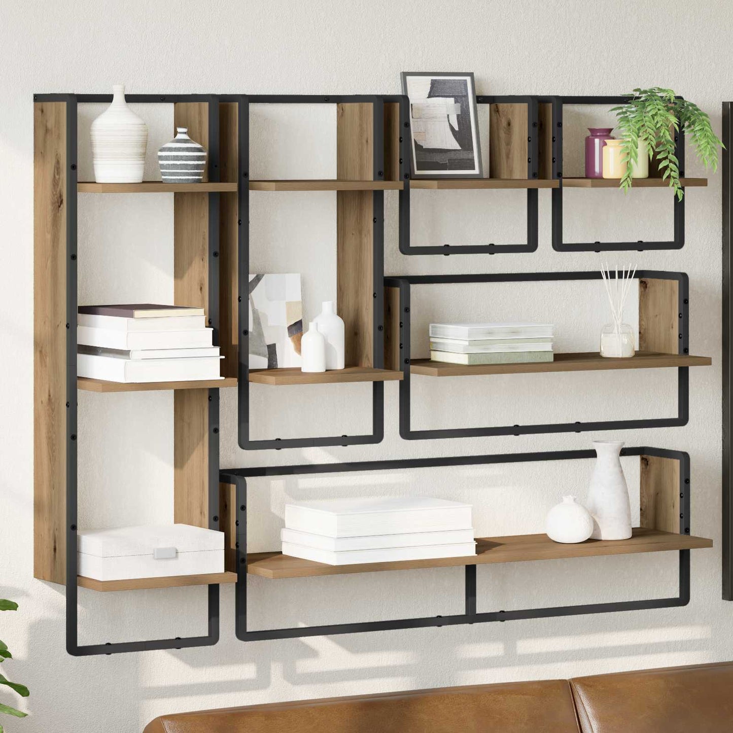 Wandplankenset Muurmontage 6 pcs Artisan Eiken 100 x 25 x 30 cm
