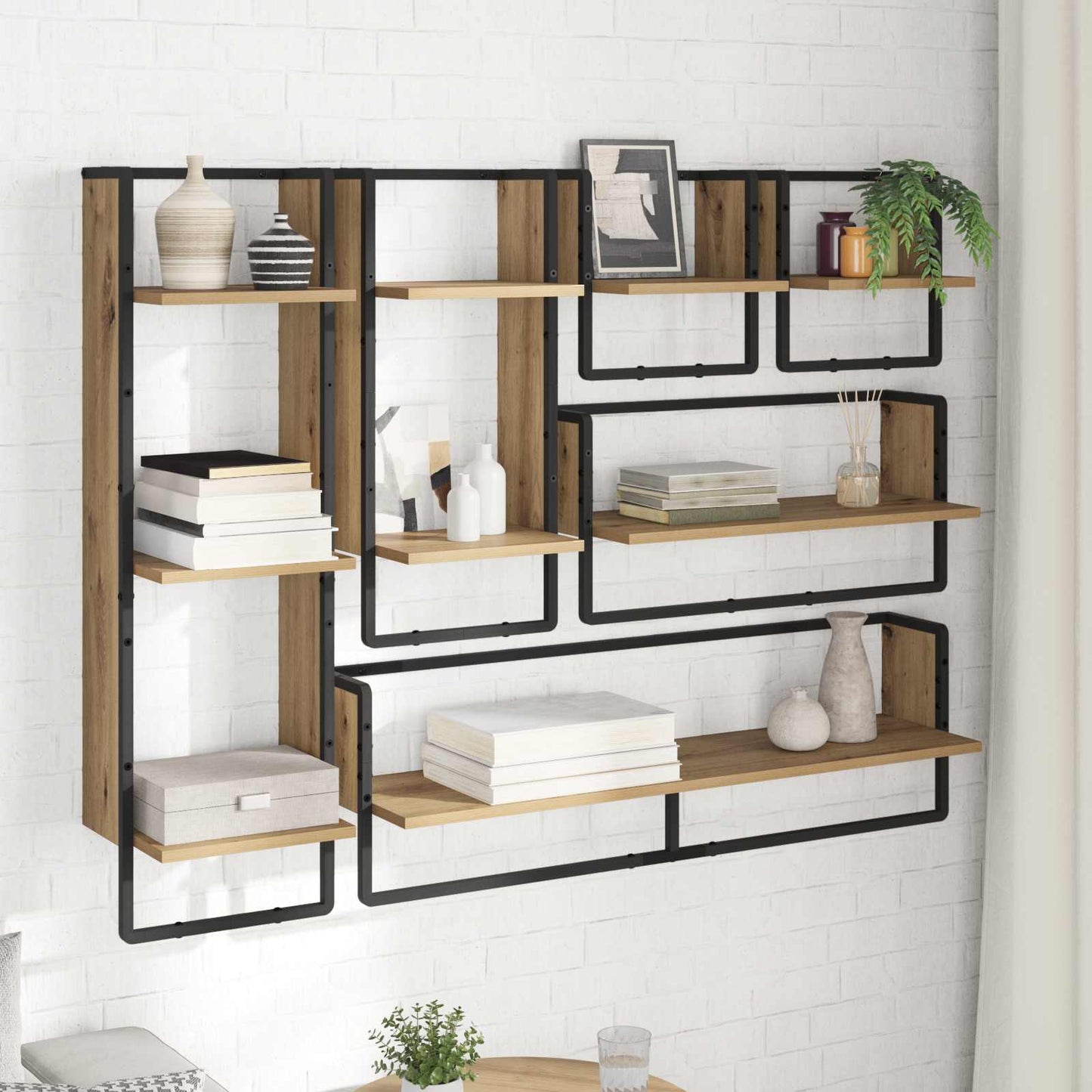 Wandplankenset Muurmontage 6 pcs Artisan Eiken 100 x 25 x 30 cm